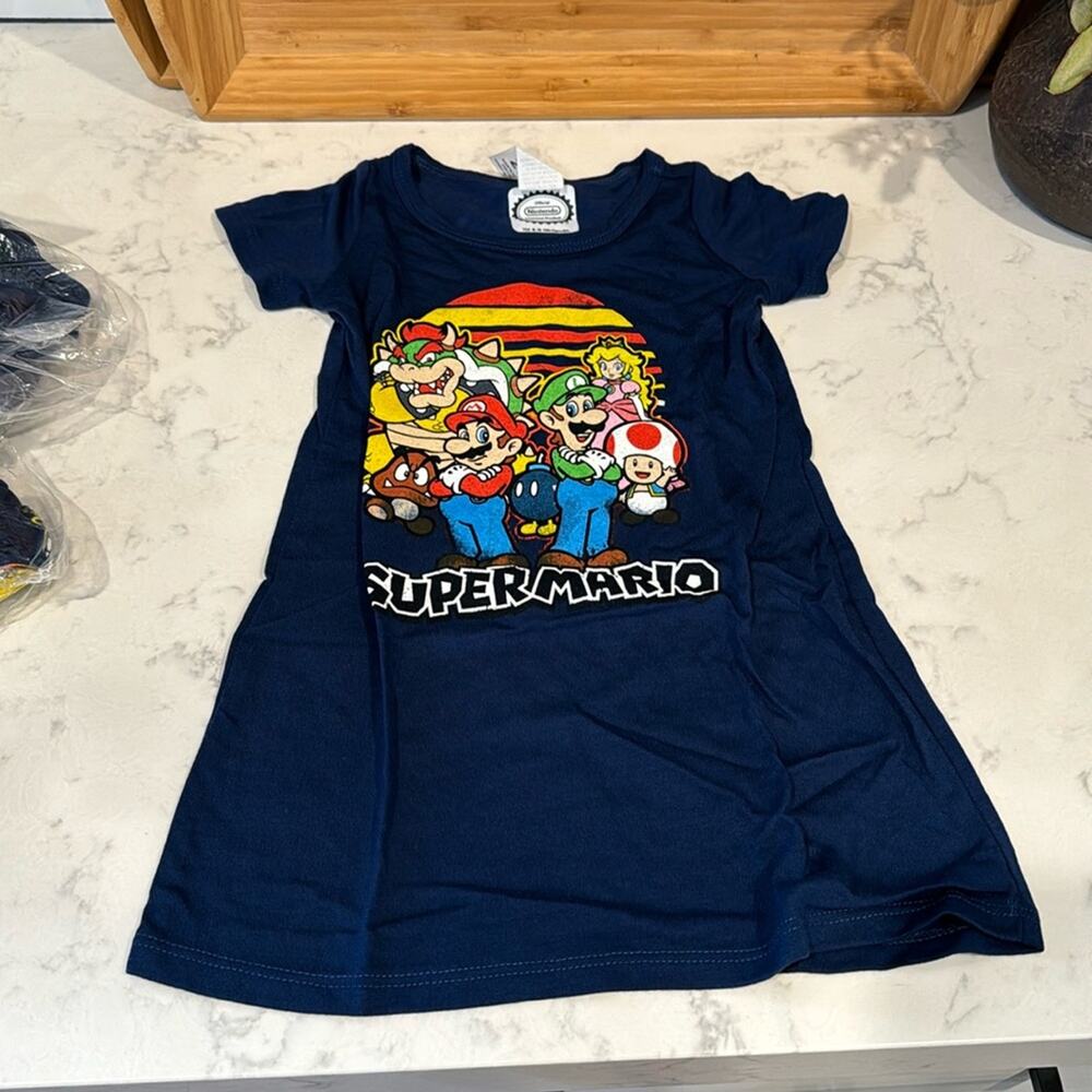Nintendo Super Mario shirt dress blue 90s nostalgia size 3T